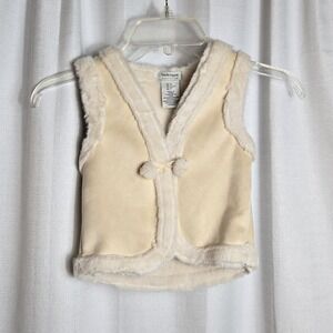 Haute Hippie Kids Style Girls Cream Faux Suede Ivory Faux Fur Lined Vest size 3T